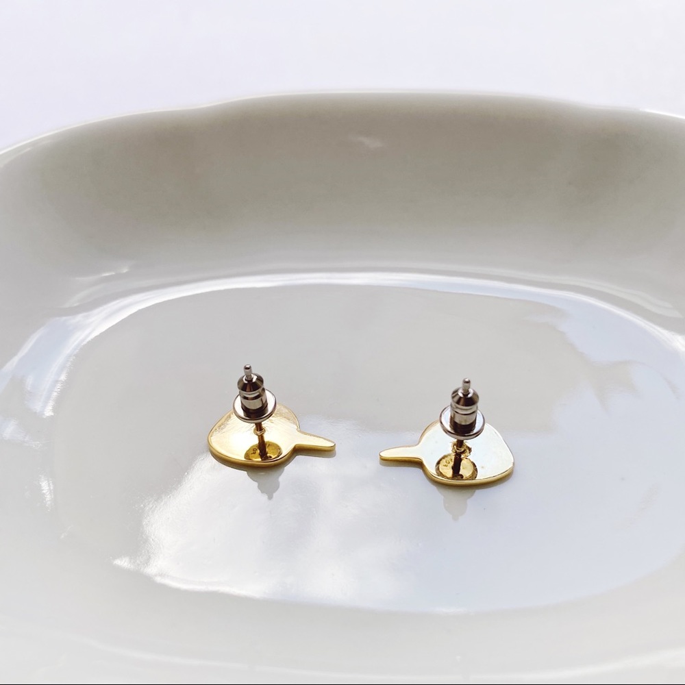 NEW Bird Fox Gold Tone Stud Earrings - Picture 5 of 5